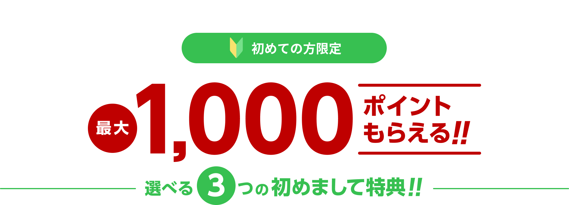 Rakuten TV初めての方限定！最大1,000ポイントもらえる、選べる3つの初めまして特典をご案内いたします。